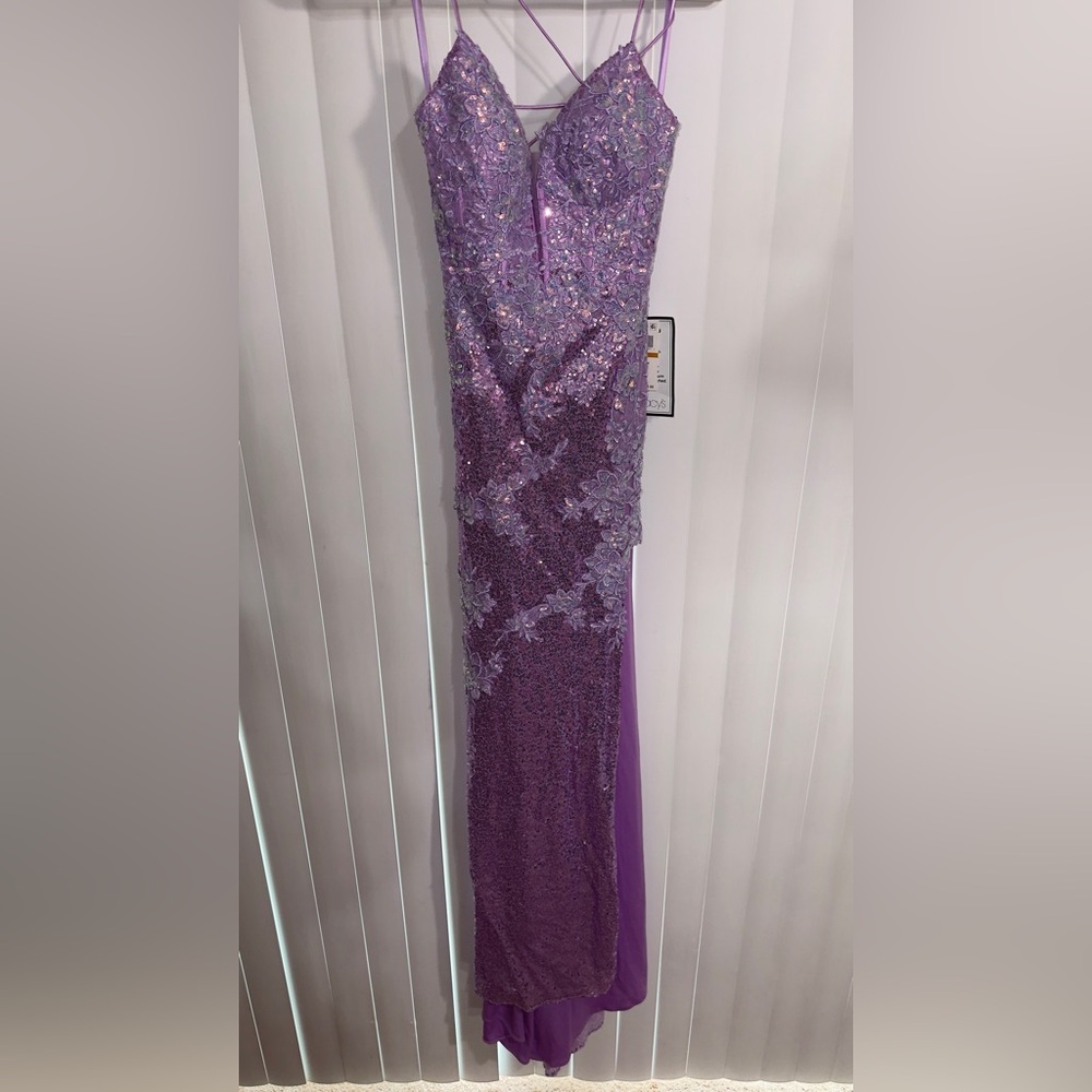 Source Unknown Purple Sequin Prom Dress